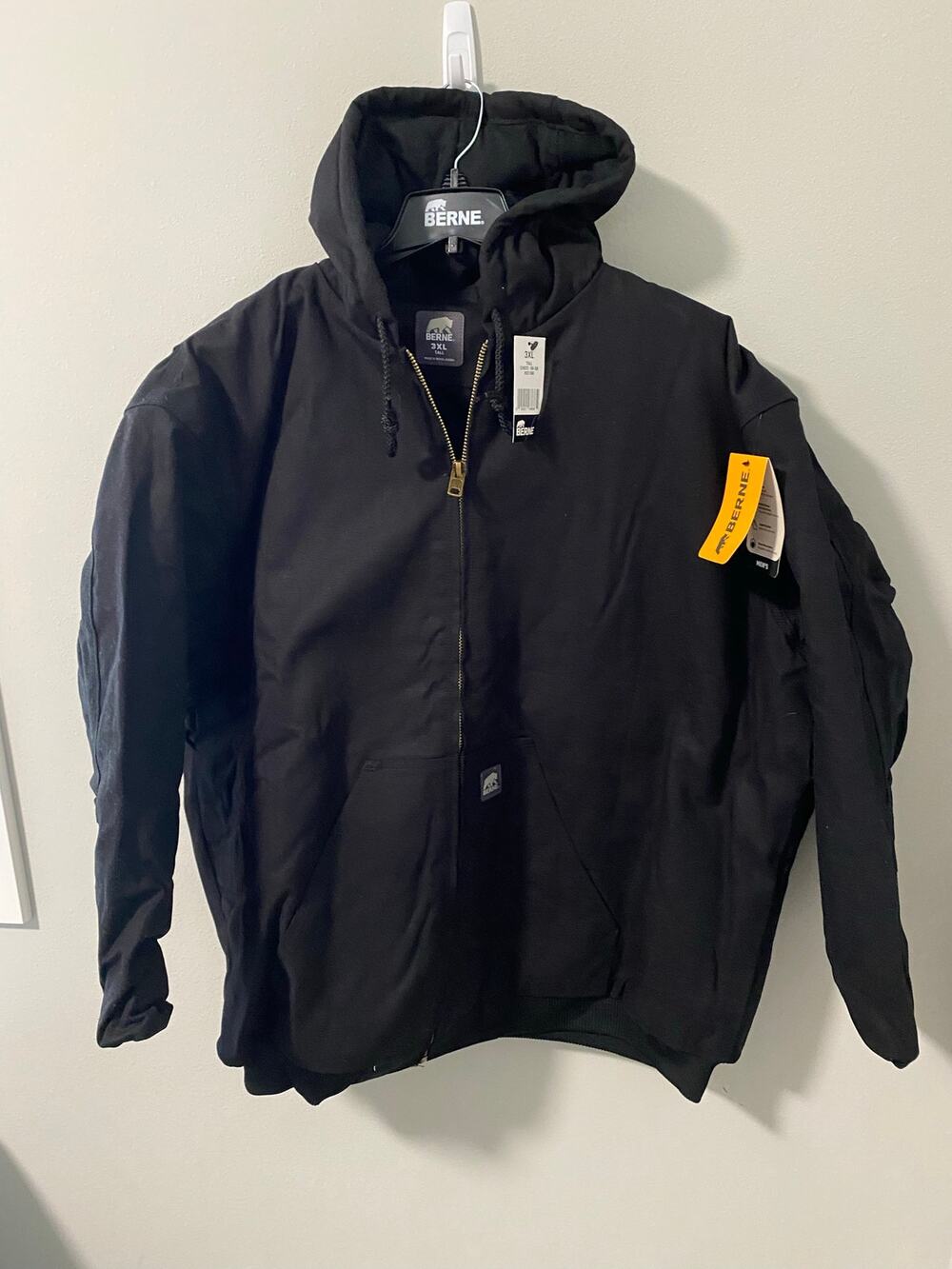 New Berne Heritage Highland Washed Cotton Duck Hooded Jacket, Black Size 3XLT